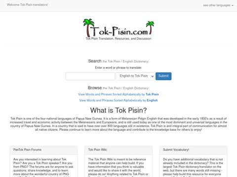 Tok Pisin Translation, Resources, and Discussion