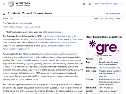 Wikipedia GRE