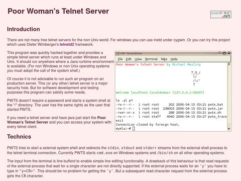 Poor Womans Telnet Server