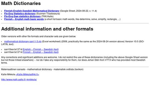 Mathematical dictionary
