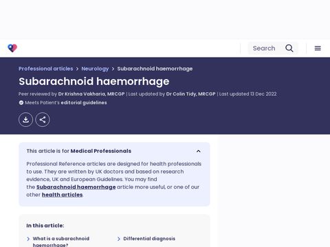 Patient UK - Subarachnoid Haemorrhage