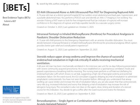 BETs - Best Evidence Topics