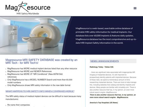 Online MRI Implant Safety Database