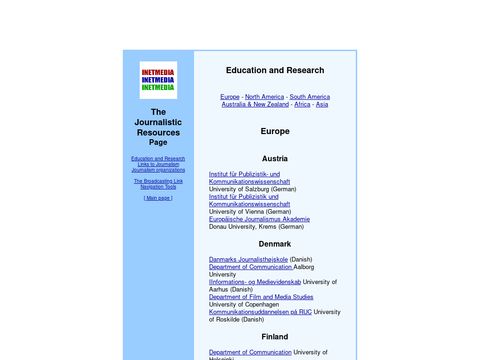 The Journalistic Resources Page - Education and Research