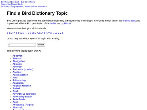 Bird Dictionary