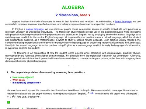 Algebra - Mathematical abstraction from concrete experience