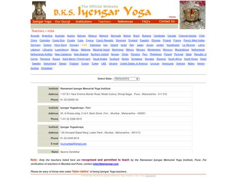 Iyengar Yoga Teachers Directory