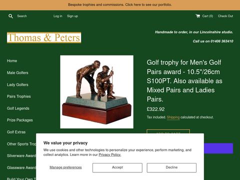 Thomas and Peters Golf Trophies