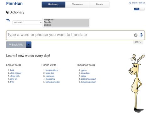 FinnHun Dictionary and Thesaurus