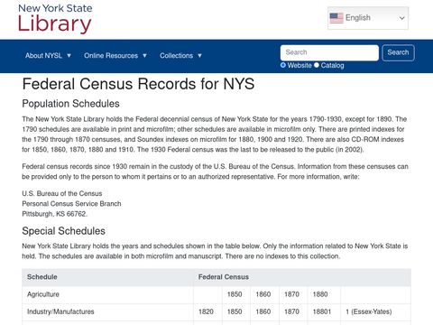 Federal Census Records for New York State