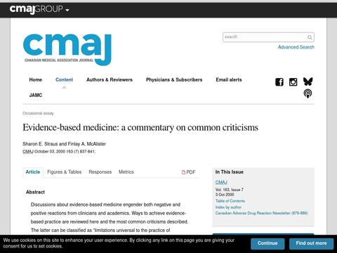 Evidence-based medicine - a commentary on common criticisms