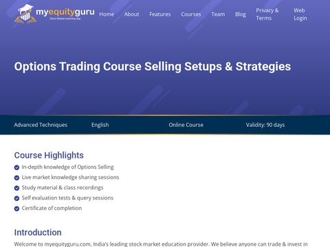Options Trading Course Selling Setups