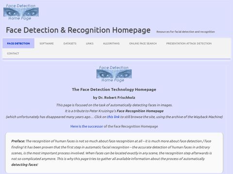 Face Detection Homepage